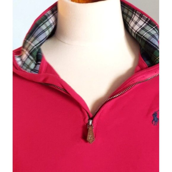 Polo Ralph Lauren men's Cotton 1/4 Zip Red Sweater size XL retail $135 - Picture 2 of 6